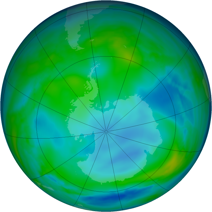 Antarctic ozone map for 06 June 2007